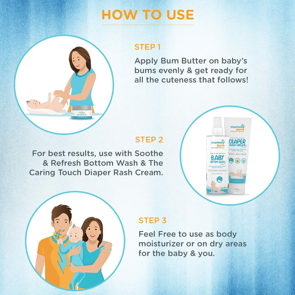 How to use and apply Mommy pure Baby Bum Butter, Baby Diper Cream, Natural baby Bum Cream, organic baby Bum Cream, mommypure Baby Bum cream 50 gm