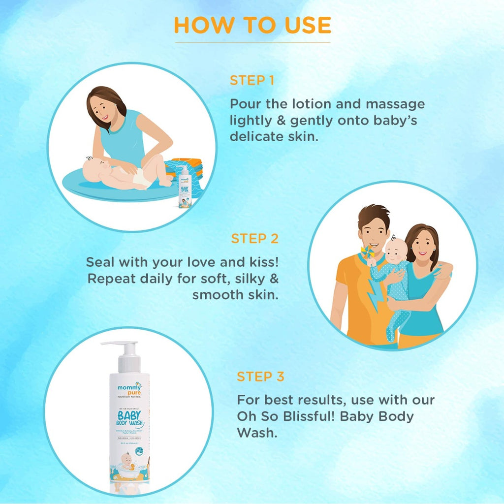 How to use and apply in Mommy pure Baby Lotion, Natural baby lotion, Organic Baby Lotion Mommy pure Baby Lotion 250 ml 