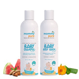 Natural No Tears Baby Shampoo and Natural baby Body Wash Combo 120 ml each 